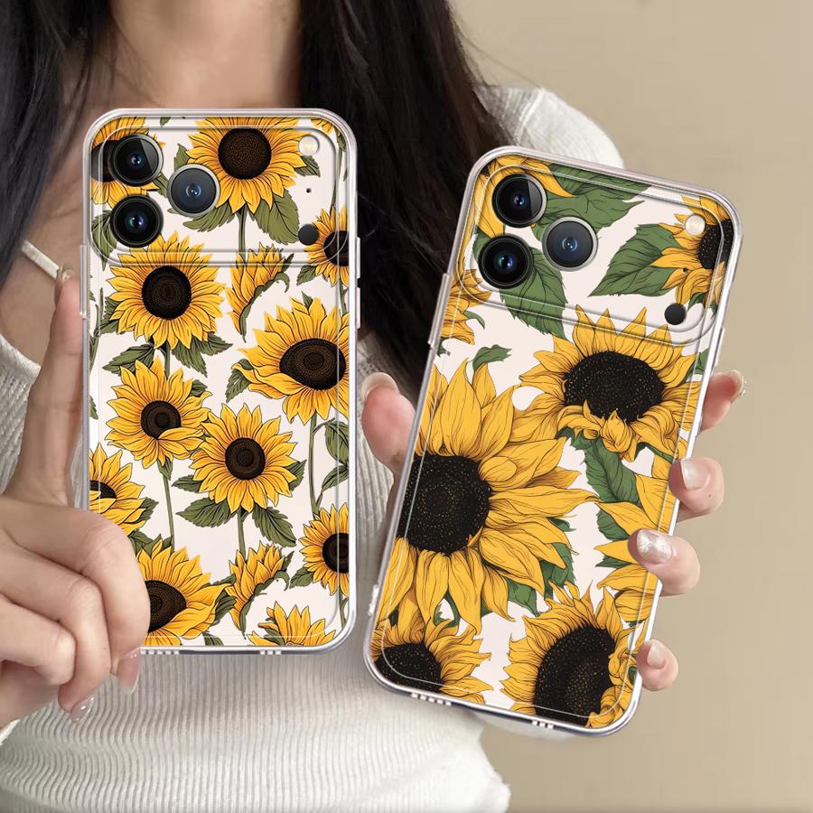 Apple Iphone 15 Pro Max - Capa Transparente com Estampa de Girassol